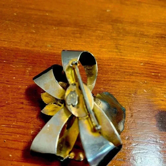 Vintage Brown Enameled Floral Brooch - Original by Robert - Picture 2 of 3